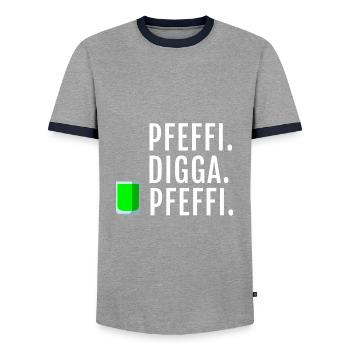 Pfefferminz Likör Pfeffi Vatertag Sauf - Männer Kontrast-T-Shirt - Grau/Navy  - Vorne - AI Model Female 172 light (172cm) & AI Model Male 178 light (178cm)