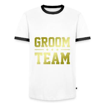 Groom Team - Men's Ringer Shirt - white/black - Front - AI Model Female 172 light (172cm) & AI Model Male 178 dark (178cm)