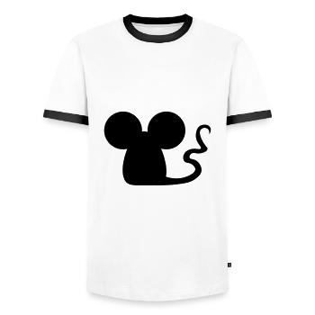 Mäuschen / Maus / little mouse / petite souris - Männer Kontrast-T-Shirt - Weiß/Schwarz - Vorne - AI Model Female 172 light (172cm) & AI Model Male 178 dark (178cm)