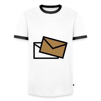 Post - Mail - poste / Brief - letter - lettre - Men's Ringer Shirt - white/black - Front - AI Model Female 172 light (172cm) & AI Model Male 178 dark (178cm)