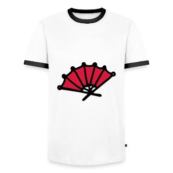 Asian fan hand fan asian hand fan - Men's Ringer Shirt - white/black - Front - AI Model Female 172 light (172cm) & AI Model Male 178 dark (178cm)