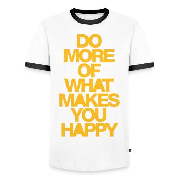 Spaß Leben genießen Happy Spruch Philosophie - Männer Kontrast-T-Shirt - Weiß/Schwarz - Vorne - AI Model Female 172 light (172cm) & AI Model Male 178 dark (178cm)