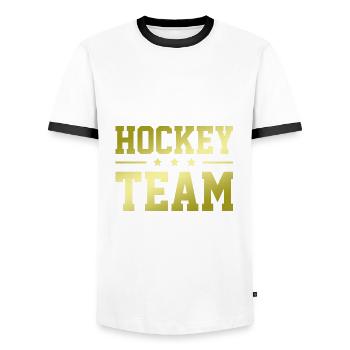Équipe de hockey - T-shirt contrasté Homme - blanc/noir - Devant - AI Model Female 172 light (172cm) & AI Model Male 178 dark (178cm)