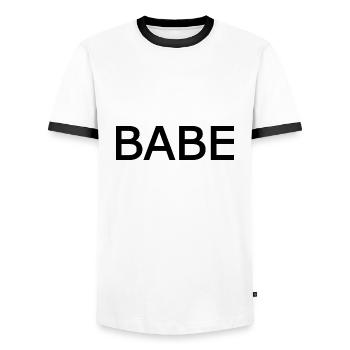 Babe - Men's Ringer Shirt - white/black - Front - AI Model Female 172 light (172cm) & AI Model Male 178 dark (178cm)