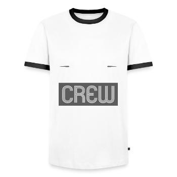 Fieldhockey Crew - Männer Kontrast-T-Shirt - Weiß/Schwarz - Vorne - AI Model Female 172 light (172cm) & AI Model Male 178 dark (178cm)