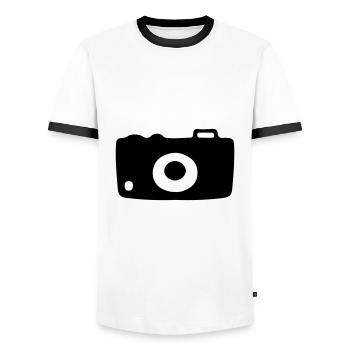 Appareil photo Appareil photo Appareil photo numérique - T-shirt contrasté Homme - blanc/noir - Devant - AI Model Female 172 light (172cm) & AI Model Male 178 dark (178cm)