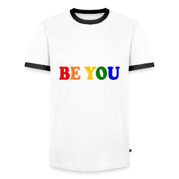 Be you - Männer Kontrast-T-Shirt - Weiß/Schwarz - Vorne - AI Model Female 172 light (172cm) & AI Model Male 178 dark (178cm)