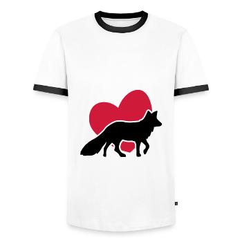 Herz Fuchs - Heart Fox - coeur renard - Männer Kontrast-T-Shirt - Weiß/Schwarz - Vorne - AI Model Female 172 light (172cm) & AI Model Male 178 dark (178cm)