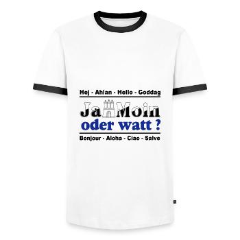 Hamburg , Tradition , Ja Moin oder watt (25) - Männer Kontrast-T-Shirt - Weiß/Schwarz - Vorne - AI Model Female 172 light (172cm) & AI Model Male 178 dark (178cm)