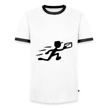 Postman Delivery Courier Postman Gift Idea - Men's Ringer Shirt - white/black - Front - AI Model Female 172 light (172cm) & AI Model Male 178 dark (178cm)