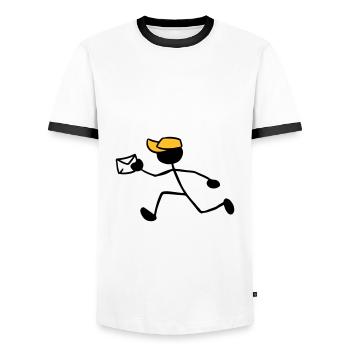 Postman Courier Letter Delivery Express Shipment - Men's Ringer Shirt - white/black - Front - AI Model Female 172 light (172cm) & AI Model Male 178 dark (178cm)