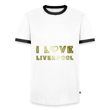 I Love Liverpool - Männer Kontrast-T-Shirt - Weiß/Schwarz - Vorne - AI Model Female 172 light (172cm) & AI Model Male 178 dark (178cm)