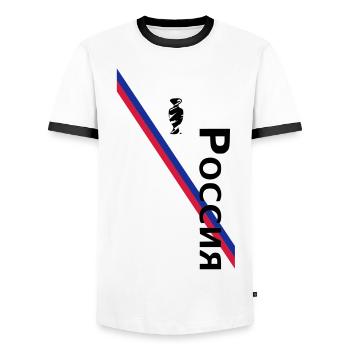 Poccnr - Russia - Russland - Euro 2012 Fanshirt EM - Men's Ringer Shirt - white/black - Front - AI Model Female 172 light (172cm) & AI Model Male 178 dark (178cm)