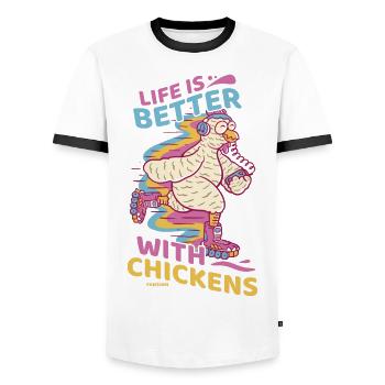Huhn Bauernhof Geflügel Hahn Hühner Geschenk - Männer Kontrast-T-Shirt - Weiß/Schwarz - Vorne - AI Model Female 172 light (172cm) & AI Model Male 178 dark (178cm)