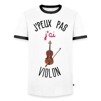 Ich kann keine Geige haben - Männer Kontrast-T-Shirt - Weiß/Schwarz - Vorne - AI Model Female 172 light (172cm) & AI Model Male 178 dark (178cm)