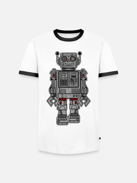 Retro Robot Toys - Men's Ringer Shirt - white/black