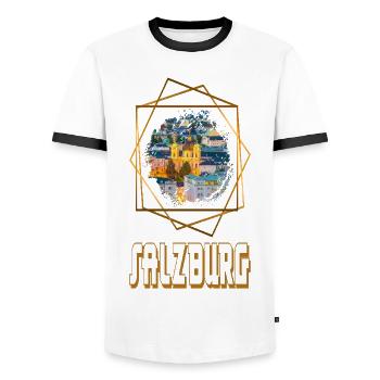 Salzbourg Autriche Skyline City Home Amour - T-shirt contrasté Homme - blanc/noir - Devant - AI Model Female 172 light (172cm) & AI Model Male 178 dark (178cm)