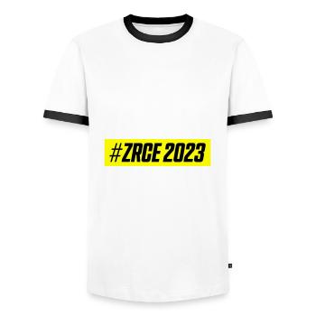 Zrce 2023 - T-shirt contrasté Homme - blanc/noir - Devant - AI Model Female 172 light (172cm) & AI Model Male 178 dark (178cm)