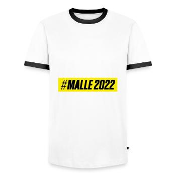 Malle 2022 - Männer Kontrast-T-Shirt - Weiß/Schwarz - Vorne - AI Model Female 172 light (172cm) & AI Model Male 178 dark (178cm)