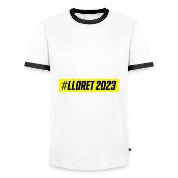 lloret de mar 2023 - Men's Ringer Shirt - white/black - Front - AI Model Female 172 light (172cm) & AI Model Male 178 dark (178cm)