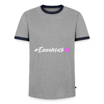Einzelstück Herz - Männer Kontrast-T-Shirt - Grau/Navy  - Vorne - AI Model Female 172 light (172cm) & AI Model Male 178 light (178cm)