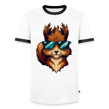 Cool Squirrel - Squirrel with sunglasses - Men's Ringer Shirt - white/black - Front - AI Model Female 172 light (172cm) & AI Model Male 178 dark (178cm)