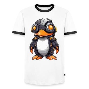 Pingouin Cyborg Robot Cool - T-shirt contrasté Homme - blanc/noir - Devant - AI Model Female 172 light (172cm) & AI Model Male 178 dark (178cm)