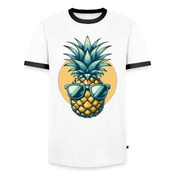 Coole Ananas mit Sonnenbrille - Männer Kontrast-T-Shirt - Weiß/Schwarz - Vorne - AI Model Female 172 light (172cm) & AI Model Male 178 dark (178cm)