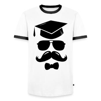 Lustige Schule Abschluss Abitur Abi Matura T-Shirt - Men's Ringer Shirt - white/black - Front - AI Model Female 172 light (172cm) & AI Model Male 178 dark (178cm)