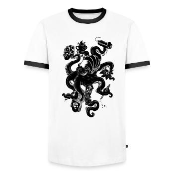 Der Oktopus All-rounder - Männer Kontrast-T-Shirt - Weiß/Schwarz - Vorne - AI Model Female 172 light (172cm) & AI Model Male 178 dark (178cm)