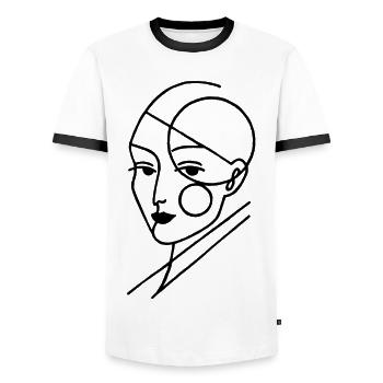 Black Geometric Human - Men's Ringer Shirt - white/black - Front - AI Model Female 172 light (172cm) & AI Model Male 178 dark (178cm)
