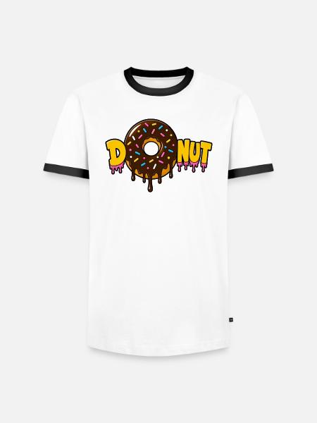 Schokoladendonut - Männer Kontrast-T-Shirt - Weiß/Schwarz