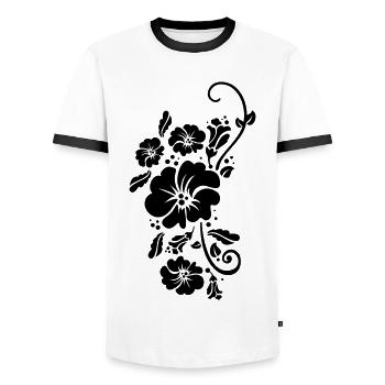 floral flower blumen sommer - Men's Ringer Shirt - white/black - Front - AI Model Female 172 light (172cm) & AI Model Male 178 dark (178cm)