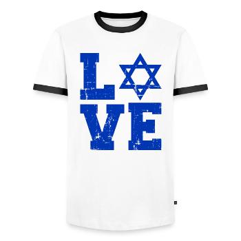 Israël - T-shirt contrasté Homme - blanc/noir - Devant - AI Model Female 172 light (172cm) & AI Model Male 178 dark (178cm)