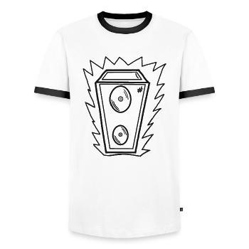 Lautsprecher - Männer Kontrast-T-Shirt - Weiß/Schwarz - Vorne - AI Model Female 172 light (172cm) & AI Model Male 178 dark (178cm)