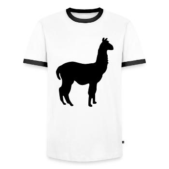 lama - Men's Ringer Shirt - white/black - Front - AI Model Female 172 light (172cm) & AI Model Male 178 dark (178cm)