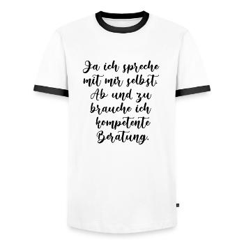 Ja ich spreche mit mir selbst,beratung - Männer Kontrast-T-Shirt - Weiß/Schwarz - Vorne - AI Model Female 172 light (172cm) & AI Model Male 178 dark (178cm)