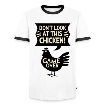 Dont look at this chicken Witziges Game - Men's Ringer Shirt - white/black - Front - AI Model Female 172 light (172cm) & AI Model Male 178 dark (178cm)