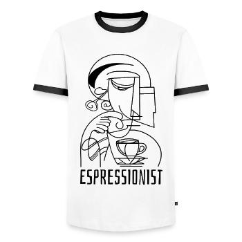 Espressionist - Espresso - Boisson au café - T-shirt contrasté Homme - blanc/noir - Devant - AI Model Female 172 light (172cm) & AI Model Male 178 dark (178cm)