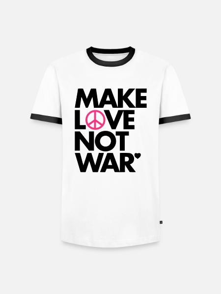 Make Love Not War - Männer Kontrast-T-Shirt - Weiß/Schwarz