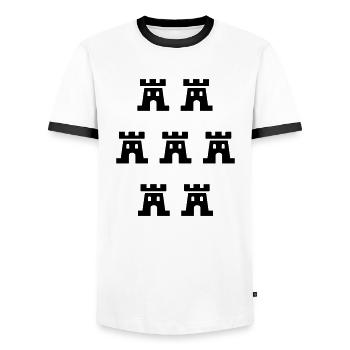 Transylvania 232 monochrome - T-shirt contrasté Homme - blanc/noir - Devant - AI Model Female 172 light (172cm) & AI Model Male 178 dark (178cm)