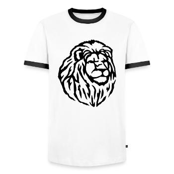 Löwe - Men's Ringer Shirt - white/black - Front - AI Model Female 172 light (172cm) & AI Model Male 178 dark (178cm)
