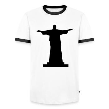 Jésus-Christ - T-shirt contrasté Homme - blanc/noir - Devant - AI Model Female 172 light (172cm) & AI Model Male 178 dark (178cm)