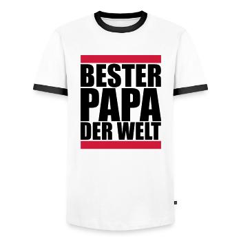 bester papa der welt - Männer Kontrast-T-Shirt - Weiß/Schwarz - Vorne - AI Model Female 172 light (172cm) & AI Model Male 178 dark (178cm)