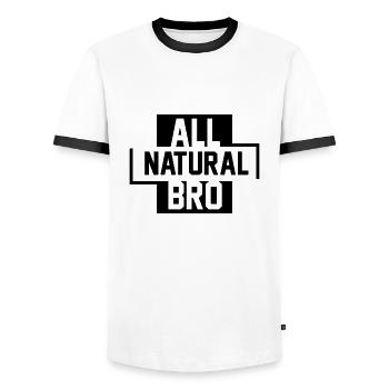 FITNESS ALL NATURAL BRO - Männer Kontrast-T-Shirt - Weiß/Schwarz - Vorne - AI Model Female 172 light (172cm) & AI Model Male 178 dark (178cm)