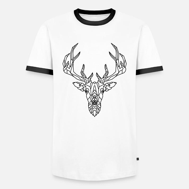 Deer geometric - Men's Ringer Shirt - white/black