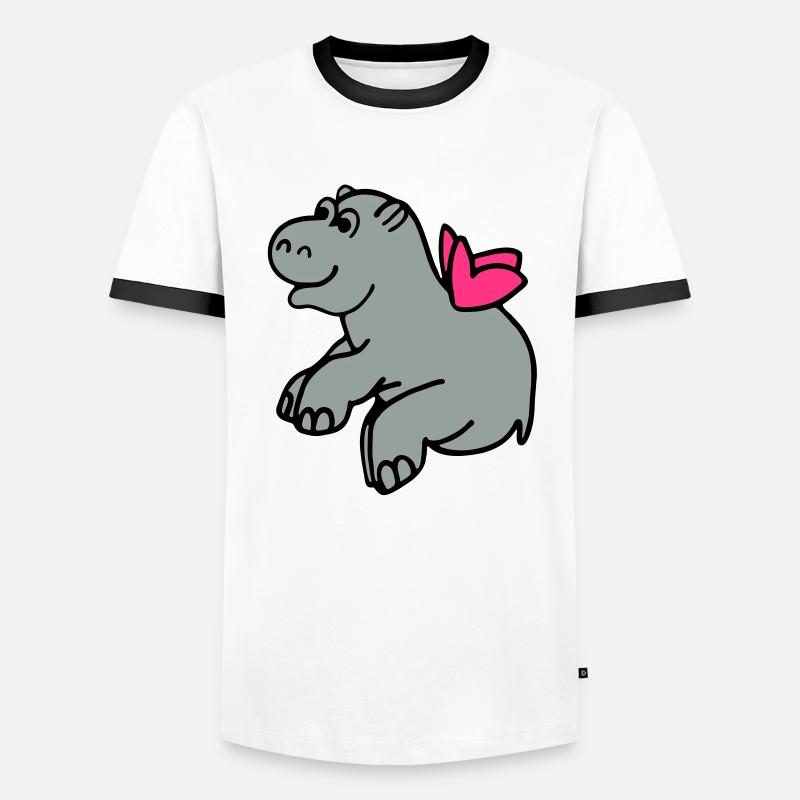 Fliegendes Nilpferd - Männer Kontrast-T-Shirt - Weiß/Schwarz