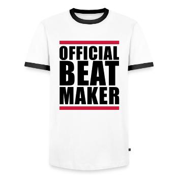official_beat_maker_f2 - T-shirt contrasté Homme - blanc/noir - Devant - AI Model Female 172 light (172cm) & AI Model Male 178 dark (178cm)