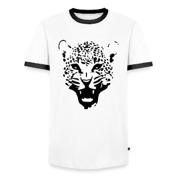 Léopard - T-shirt contrasté Homme - blanc/noir - Devant - AI Model Female 172 light (172cm) & AI Model Male 178 dark (178cm)
