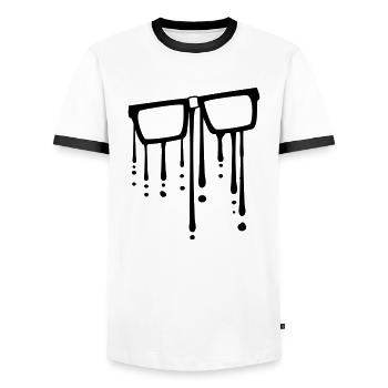 drop graffiti geek cool nerd glasses glasses glasses - Men's Ringer Shirt - white/black - Front - AI Model Female 172 light (172cm) & AI Model Male 178 dark (178cm)